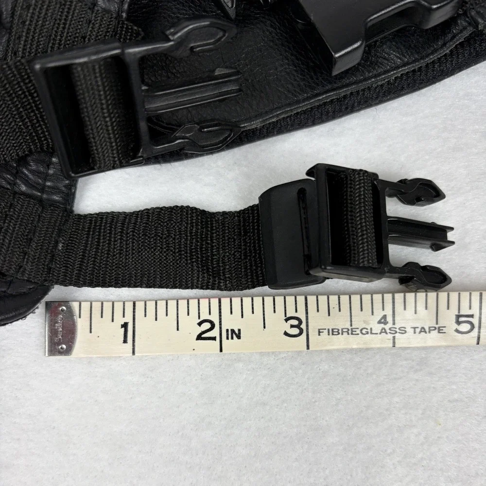 Torian Chopper Leathers Mens Black Leather Kidney Belt Utility Pockets Size M